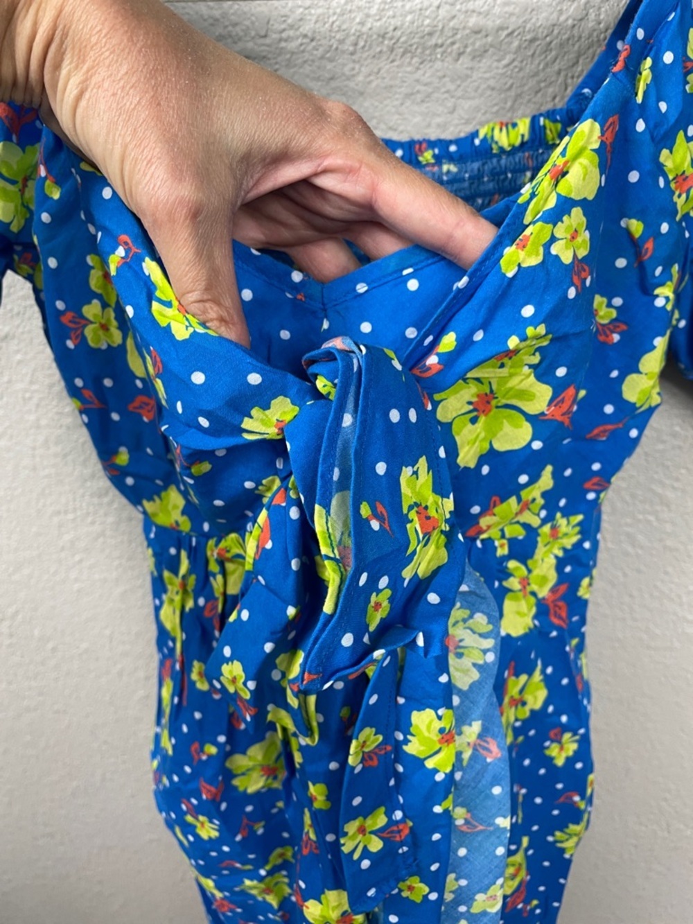 NWT Draper James Jennifer Tie Front Short Sleeve Dress Blue Aster Floral Sz S - Picture 6 of 14